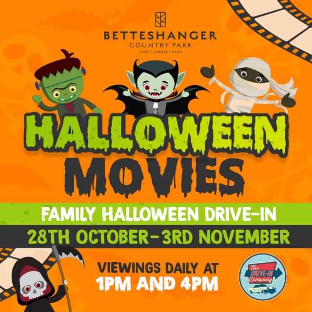 Get ready for a frightfully fun experience this Halloween! 🎃👻

The Drive-In Company is excited to bring you Kent’s spookiest Drive-In Cinema at Betteshanger Park, from 28th October to 3rd November. Buckle up for a week of terrifyingly good movies, chilling scares, and delicious cinema snacks—all from the comfort of your car!

Whether you're a fan of classic horror, family-friendly fun, or Halloween thrillers, we’ve got a spooktacular line-up that’s perfect for all ages:
👻🎃 Film Highlights: 🎃👻
·  Hocus Pocus 2 – A family favorite full of magic and mischief!
·  The Exorcist – For those who dare to be truly terrified.
·  Ghostbusters – Who you gonna call for laughs and thrills?
·  AND MANY MORE creepy classics to sink your fangs into!

Dates:
28th October - 3rd November
 
Location: 
Betteshanger Park, Sandwich Rd, Deal CT14 0BF
 
Showtimes:
Multiple screenings each day / night!

Why miss out on the Halloween event of the year? 🎬👀 Drive in, sit back, and let the fun unfold on the big screen under the night sky. Plus, we’ll have food trucks on-site serving up spooky snacks, drinks, and more.
*
*
*
*
*
#halloween #cinema #films #events #park #activities #whattodo #deal #kent