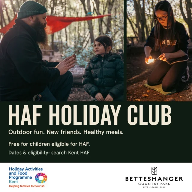 Did you know Betteshanger Country Park is part of Kent’s Holiday Activities and Food (HAF) programme? 🌿

Through HAF, eligible children can join us for FREE holiday activities...with outdoor adventures, new friendships and a healthy meal included.

It’s a chance to get outside, try something new and enjoy time together in the park.

To check whether your child is eligible and find out how to access places, speak to your child’s school or search “Kent HAF”.

#BetteshangerCountryPark #KentHAF #HolidayActivities