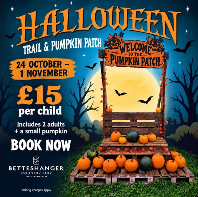 🎃 After today’s stormy weather, we’re all ready for some fresh air!

With a break in the weather expected tomorrow morning, it’s the perfect chance to get the kids out, explore our Halloween trail and choose a pumpkin from the patch. 🥾🍂

Wellies on...see you in the morning! 👻

BOOK NOW: https://betteshanger-park.co.uk/event/halloween-trail-and-pumpkin-patch/